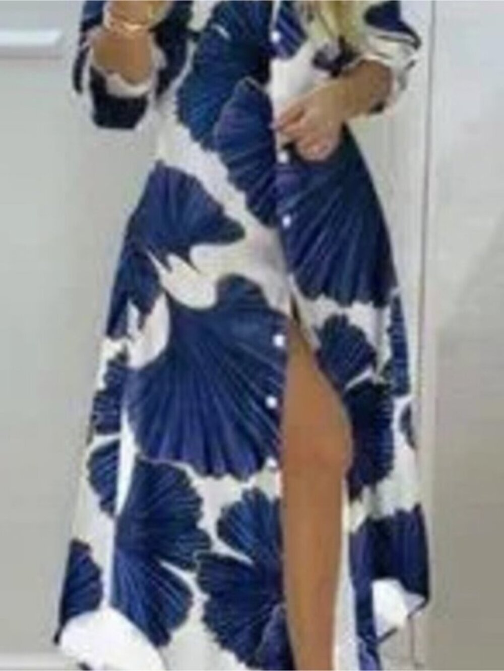 Printed Button Up Maxi Shirt Dress